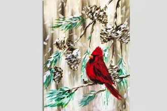 Virtual Paint Nite: Red Cardinal in a Winter Pine (13+)
